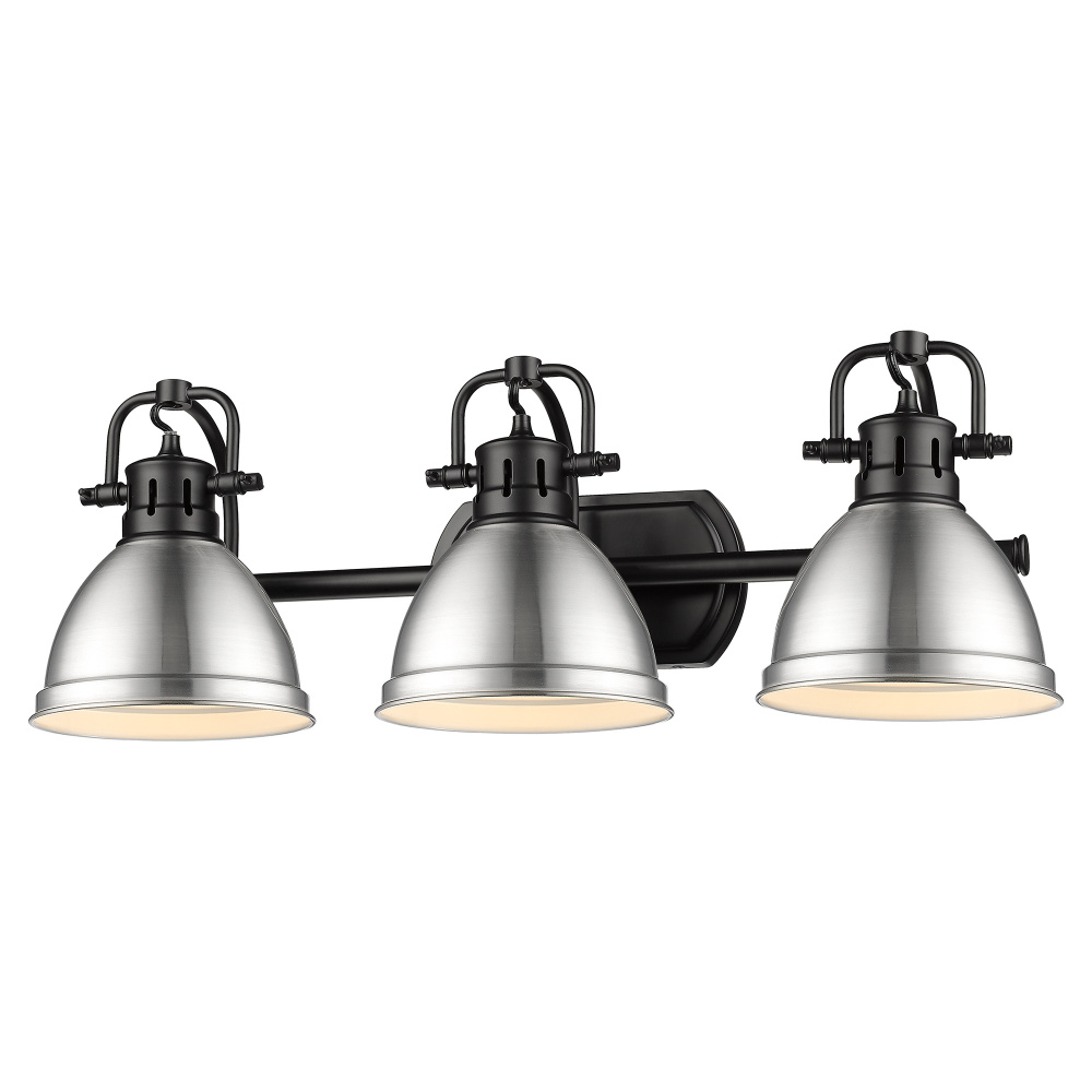 Yep by Golden Lighting Duncan 3-light Vanity in Matte Black and Pewter shade